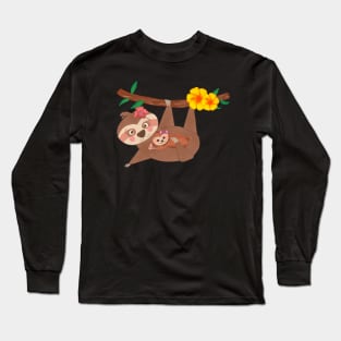 Cute baby sloth and mom Long Sleeve T-Shirt